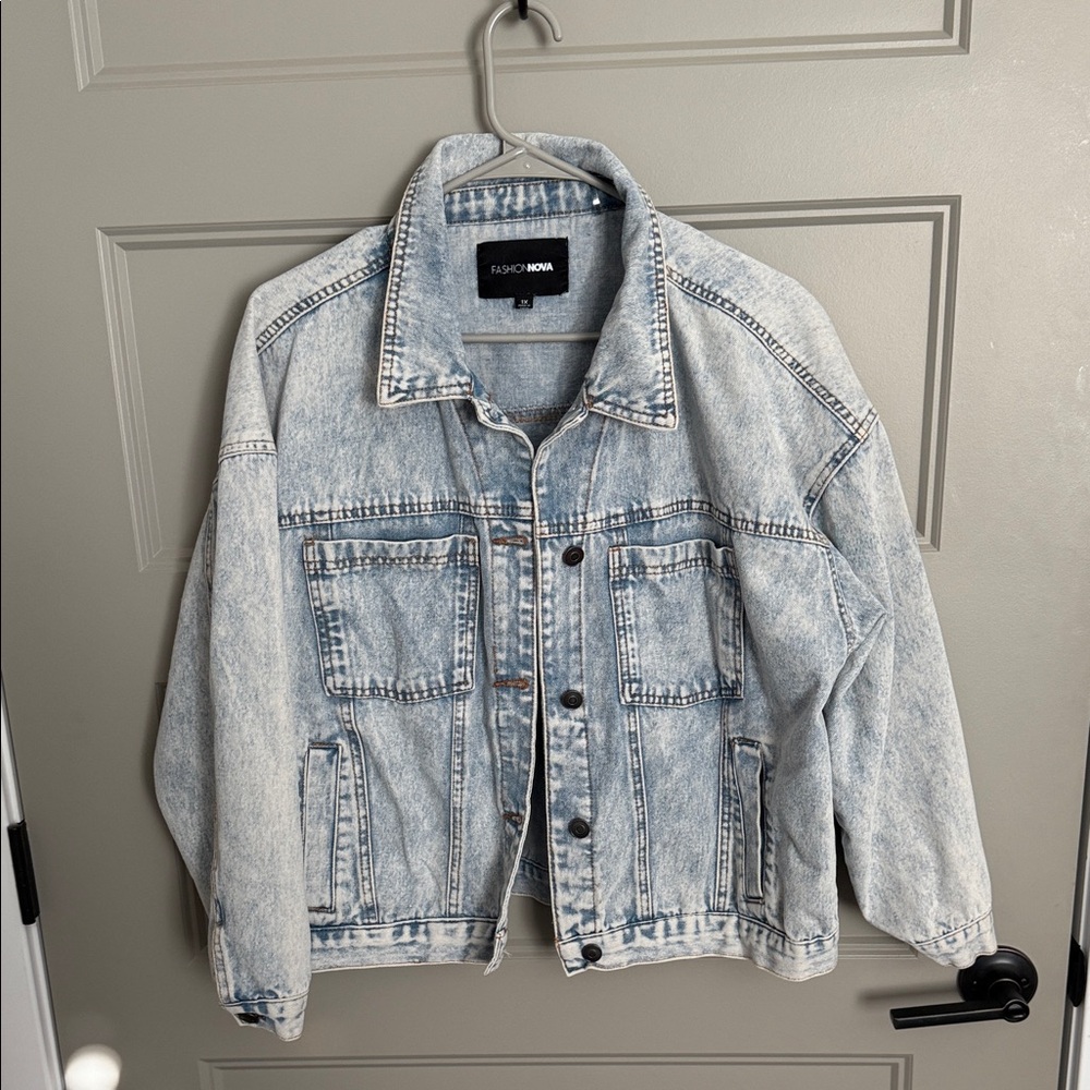 Fashion Nova Washed Blue Denim Jacket
